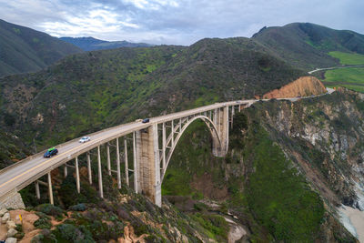 Bixby creek bridge also known as bixby canyon bridge, on the big sur coast of california. drone