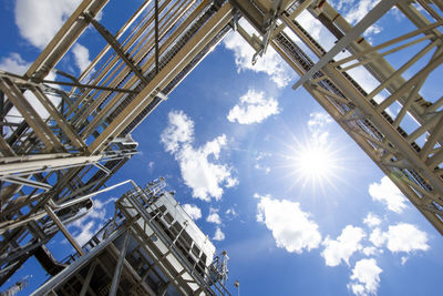 Natural gas plant structures against blue sky