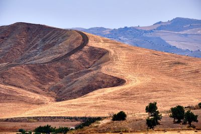 Scenic view of mountains against clear sky