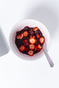 Directly above shot of breakfast in bowl on table