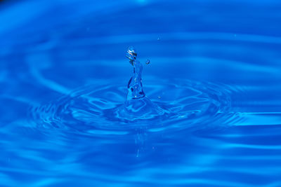 Close-up of drop falling in water