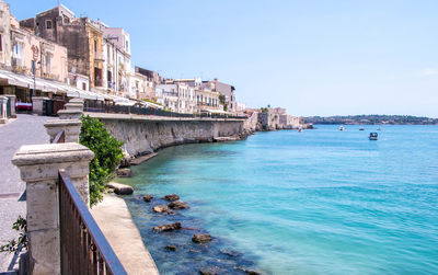 Scenic view of sea against clear sky