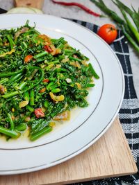 High angle view of salad served in plate