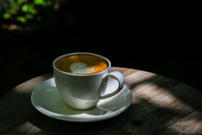 High angle view of coffee on table