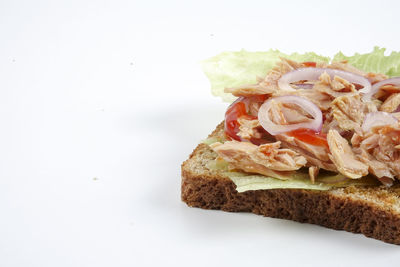 High angle view of breakfast served in plate