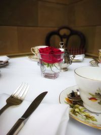 Tea cup on table