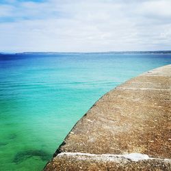 Scenic view of sea against cloudy sky