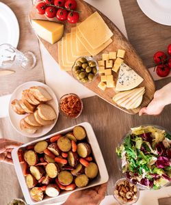 High angle view of food on table