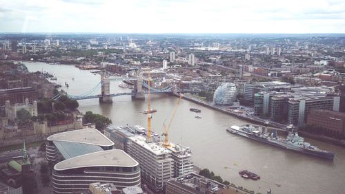 High angle view of cityscape against sky