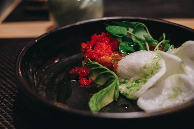 Close-up of food served in plate