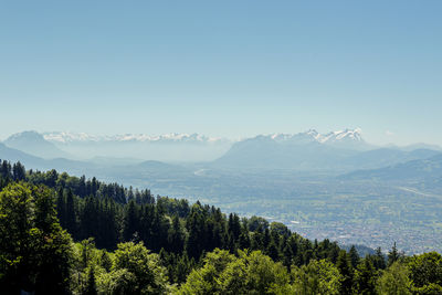 Scenic view of mountains against clear sky