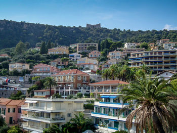 High angle view of town