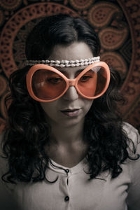 Close-up of woman wearing sunglasses