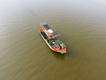 High angle view of boat in water