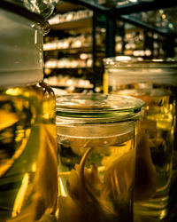 Close-up of glass jar on table
