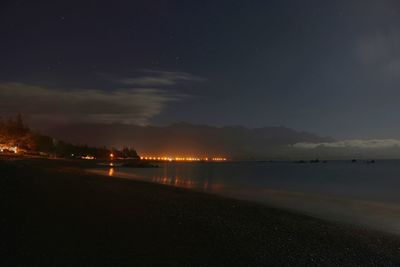 Scenic view of lake against sky at sunset