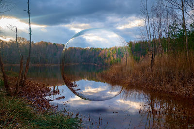 Scenic view of lake against sky