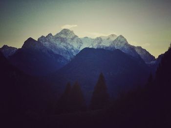 Scenic view of snow covered mountains