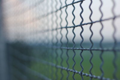 Close-up of metal fence against blurred background