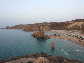 Scenic view of bay against sky