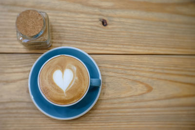 Directly above shot of cappuccino on table