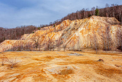 Old abandoned copper and gold surface mine in apuseni mountains, romania