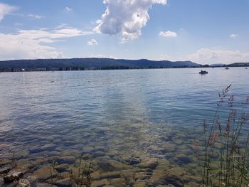 Scenic view of lake against sky