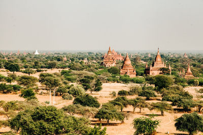 Panoramic view of temple on building against sky