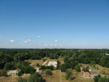 Scenic view of landscape against clear blue sky