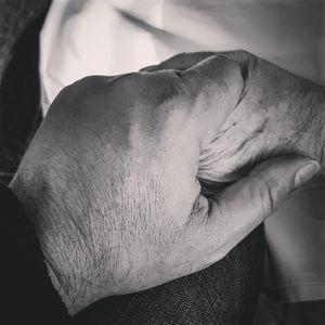 Close-up of man hand at home