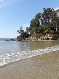 Scenic view of sea against clear sky
