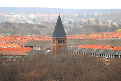 High angle view of temple during autumn