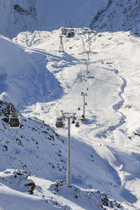 High angle view of snow covered mountain