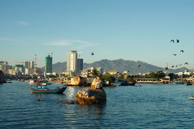 Fishing boats in marina at nha trang, vietnam