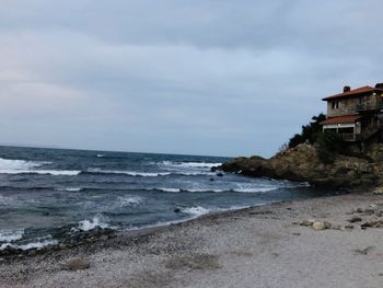 Scenic view of beach against sky