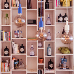 Wine glasses on shelf