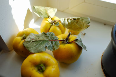 High angle view of fruits on table