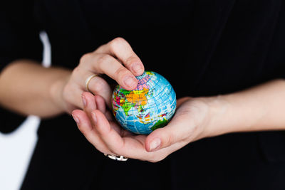 Close-up of woman holding hands