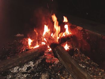 Close-up of bonfire at night