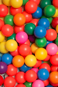 High angle view of multi colored balloons balls