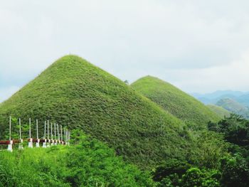 Scenic view of green landscape against sky