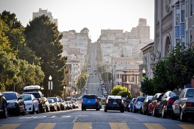 Traffic on road in city