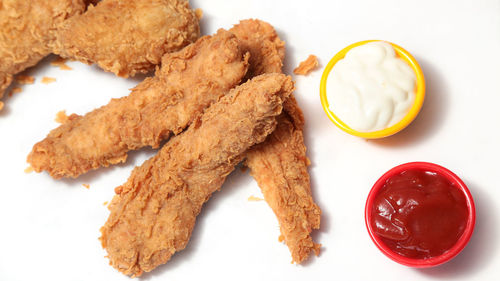 High angle view of breakfast on table