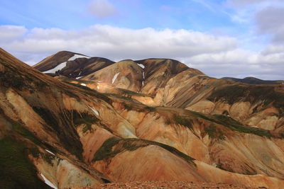 Scenic view of mountain against cloudy sky