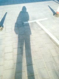 Shadow of man on road