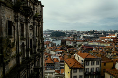 High angle view of buildings in city