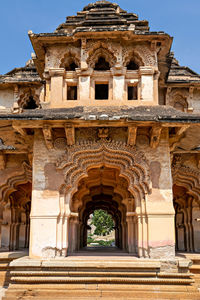 Close up image of palace of lotus , also known as 'lotus mahal' in hampi, karnataka, india.