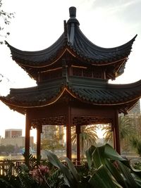 Low angle view of temple against sky