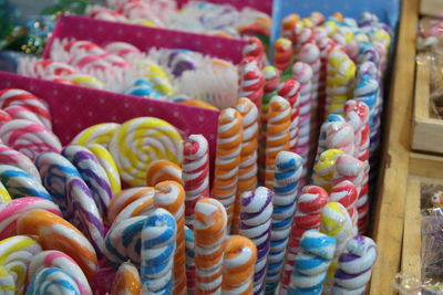 Close-up of multi colored candies for sale