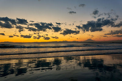 Scenic view of sea against sky during sunset